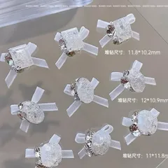 Charm đá khối mix nơ vải cao cấp gắn trang trí móng mẫu mới siêu đẹp HO.T set 9 chiếc