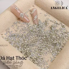 Set 100 viên Đá khối hạt thóc hạt gạo mini cao cấp Angel siêu sáng đẹp đính móng