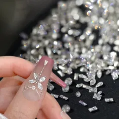 Set 100 viên Đá khối hạt thóc hạt gạo mini cao cấp Angel siêu sáng đẹp đính móng