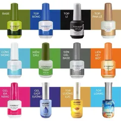 Bộ Base Top Vinimay Chính Hãng - Sơn Liên Kết Bóng Chống Trầy Xước Giúp Bộ Móng Siêu Bền Bóng Chai 15ML