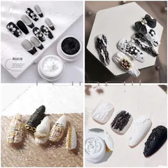 Gel xi măng đen trắng trang trí tạo kiểu nail siêu đẹp