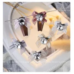 Set charm đá khối nơ vải cao cấp đính móng siêu HO.T