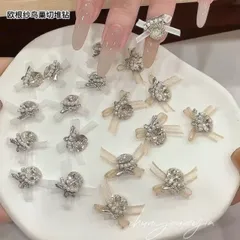 Set charm đá khối nơ vải cao cấp đính móng siêu HO.T