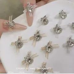 Set charm đá khối nơ vải cao cấp đính móng siêu HO.T