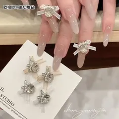 Set charm đá khối nơ vải cao cấp đính móng siêu HO.T