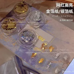 Giấy nhũ vàng bạc khổng tước xà cừ design móng đủ mẫu cần thiết ngành nail