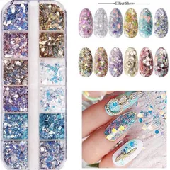 Set nhũ vảy cá 12 ngăn siêu sáng trang trí móng siêu đẹp