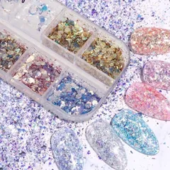 Set nhũ vảy cá 12 ngăn siêu sáng trang trí móng siêu đẹp