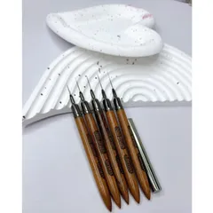 Set cọ nét cọ râu cán gỗ siêu mảnh lông xịn kẻ vẽ móng đủ size cao cấp ngành nail