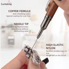 Set cọ nét cọ râu cán gỗ siêu mảnh lông xịn kẻ vẽ móng đủ size cao cấp ngành nail