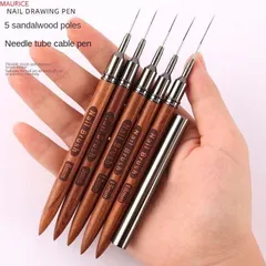 Set cọ nét cọ râu cán gỗ siêu mảnh lông xịn kẻ vẽ móng đủ size cao cấp ngành nail