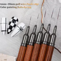 Set cọ nét cọ râu cán gỗ siêu mảnh lông xịn kẻ vẽ móng đủ size cao cấp ngành nail