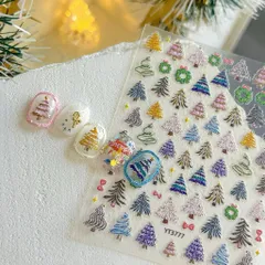 [ Mẫu mới HOT ] Sticker Hình dán lụa 5D nổi mẫu Giáng Sinh Noen trang trí móng cực đẹp mã HOT XU HƯỚNG NAIL
