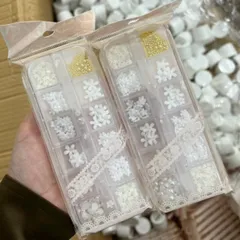 Khay cham hoa nhí mix bi ngọc trang trí đính móng siêu đẹp