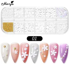 Khay cham hoa nhí mix bi ngọc trang trí đính móng siêu đẹp