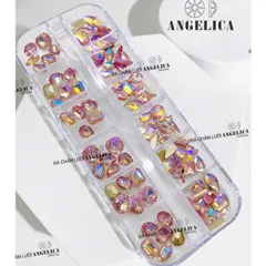Khay đá khối Angel mix 2 loại cao cấp đính móng siêu sáng đẹp đủ màu Hot