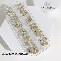 Khay đá khối Angel mix 2 loại cao cấp đính móng siêu sáng đẹp đủ màu Hot