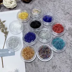 Khay 12 hũ nhũ sợi kim tuyến trang trí móng nail Hàn siêu đẹp