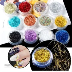 Khay 12 hũ nhũ sợi kim tuyến trang trí móng nail Hàn siêu đẹp