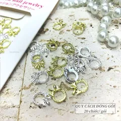 Set 20 charm nơ tròn kim loại cao cấp siêu sáng đính trang trí móng mẫu HOT