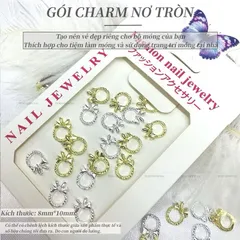 Set 20 charm nơ tròn kim loại cao cấp siêu sáng đính trang trí móng mẫu HOT