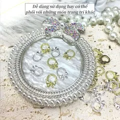 Set 20 charm nơ tròn kim loại cao cấp siêu sáng đính trang trí móng mẫu HOT