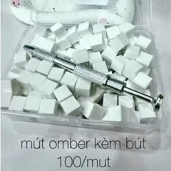 Hộp 100 bông mút dặm ombre nail tặng kèm bút gắp siêu HOT