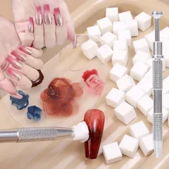Hộp 100 bông mút dặm ombre nail tặng kèm bút gắp siêu HOT