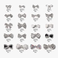 Set cham nơ bạc gắn đá đính móng siêu sáng đẹp