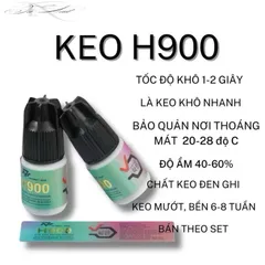 Keo nối mi H900 CHÍNH HÃNG kháng nước, kháng dầu khô nhanh 1-2s siêu bền 4-6 tuần set 2 chai
