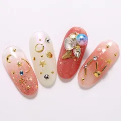 Khay cham vàng bạc đính móng design nail Hàn siêu xinh