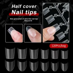 Móng típ nối Vuông Thang ngắn - Tròn ngắn dạng vỉ hộp 240 móng siêu mỏng dẻo chuẩn phom Loại 1