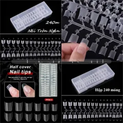 Móng típ nối Vuông Thang ngắn - Tròn ngắn dạng vỉ hộp 240 móng siêu mỏng dẻo chuẩn phom Loại 1