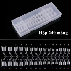 Móng típ nối Vuông Thang ngắn - Tròn ngắn dạng vỉ hộp 240 móng siêu mỏng dẻo chuẩn phom Loại 1