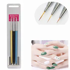 Set cọ nét ba màu cao cấp siêu mảnh vẽ móng đủ size 7-9-11mm