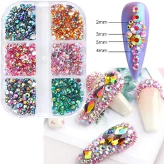 Đá AB 7 màu 6 ngăn mix size siêu sáng đẹp đính móng