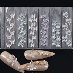 Set cham hoa nơ thuỷ tinh 6 ngăn mix nhiều mẫu đính móng nailbox siêu xinh