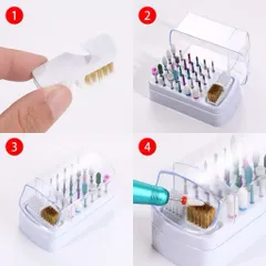 Hộp đựng đầu mài Nail cỡ lớn 30 lỗ cắm kèm chổi vệ sinh đa năng có nắp đậy bảo quản đầu mài cực tốt