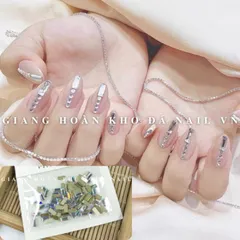 Đá khối chữ nhật khay tròn đính móng siêu sáng đẹp
