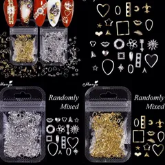 Set 100c phụ kiện cham vàng bạc đính móng mix nhiều mẫu siêu xinh