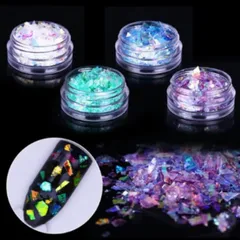 Set 12 hũ giấy xà cừ thuỷ tinh khổng tước ẩn gel trang trí móng siêu đẹp Hot