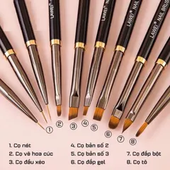 Set 10 cọ nhật LAWEL cao cấp vẽ Nail chuyên nghiệp đủ cây cần thiết nhất ngành nail hàng chuẩn loại 1 lông chồn xịn
