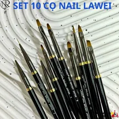 Set 10 cọ nhật LAWEL cao cấp vẽ Nail chuyên nghiệp đủ cây cần thiết nhất ngành nail hàng chuẩn loại 1 lông chồn xịn