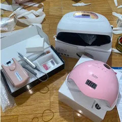 Combo máy hơ gel máy mài tích điện 9 tiếng siêu êm khoẻ học làm nghề nail hàng chuẩn