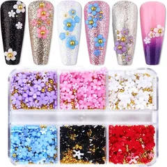 Cham hoa nhí đính móng khay 6 ngăn siêu đẹp mix màu