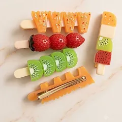 🎀 KẸP TÓC TRÁI CÂY XIÊN 3D XINH XẮN CHO BÉ GÁI 🍍💕