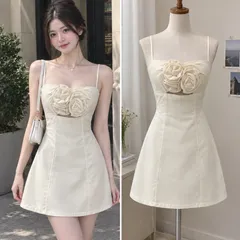 (PASS) Đầm 2 dây tafta đi tiệc đính hoa (<46kg)