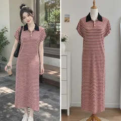 (PASS) Đầm xuông maxi tay hến có cổ (<48kg)