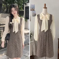 (PASS) Đầm dạ mềm kèm đai lưng phối voan (<48kg)