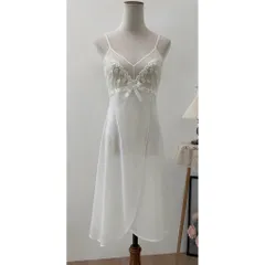 (PASS) Váy ngủ voan tơ vạt chéo phối ren sexy